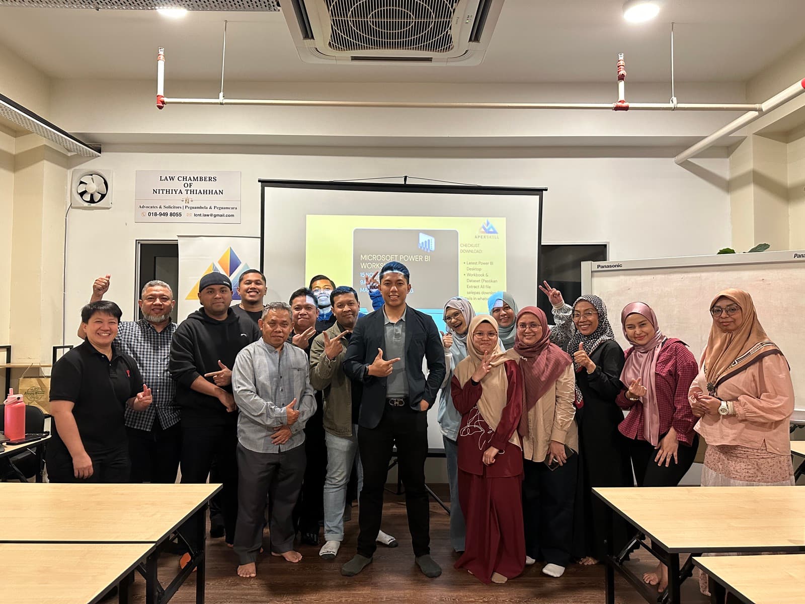 A classroom group after a Power BI session