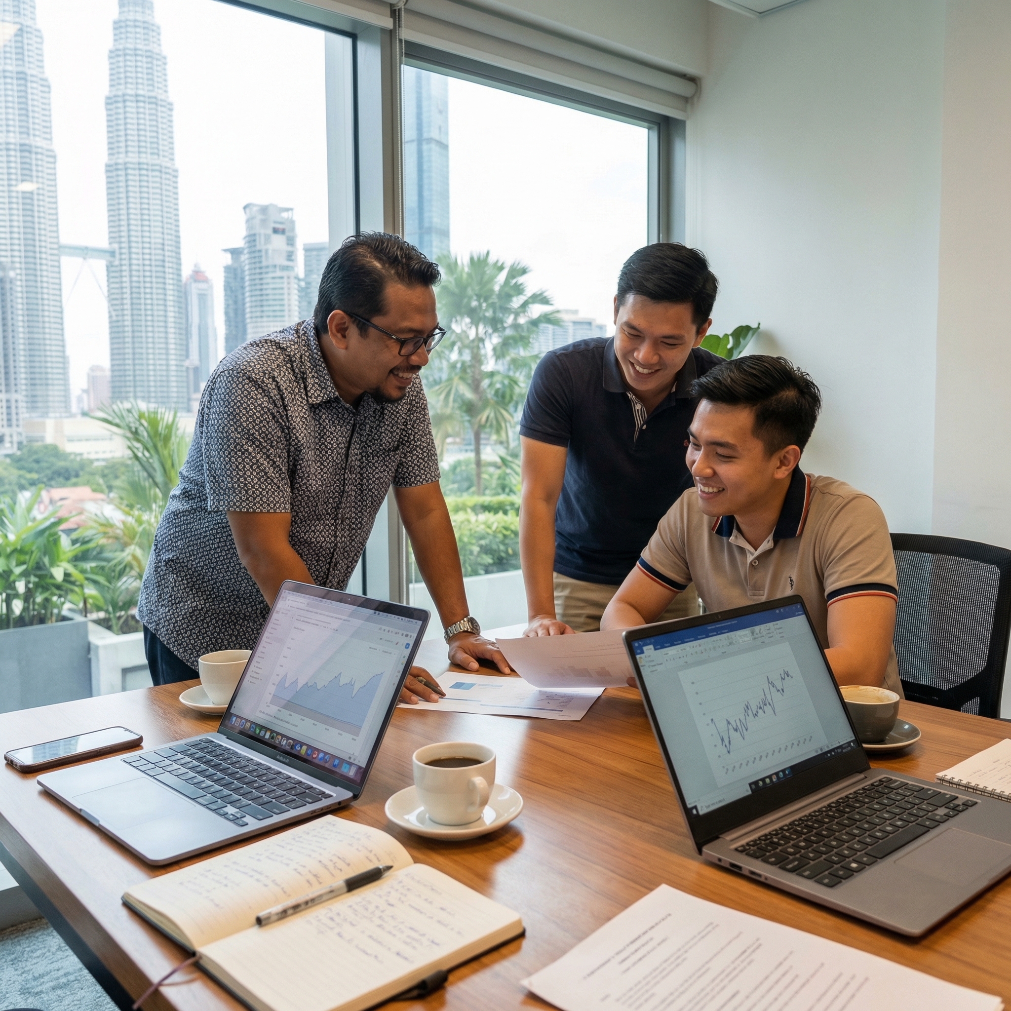 Team reviewing app development project