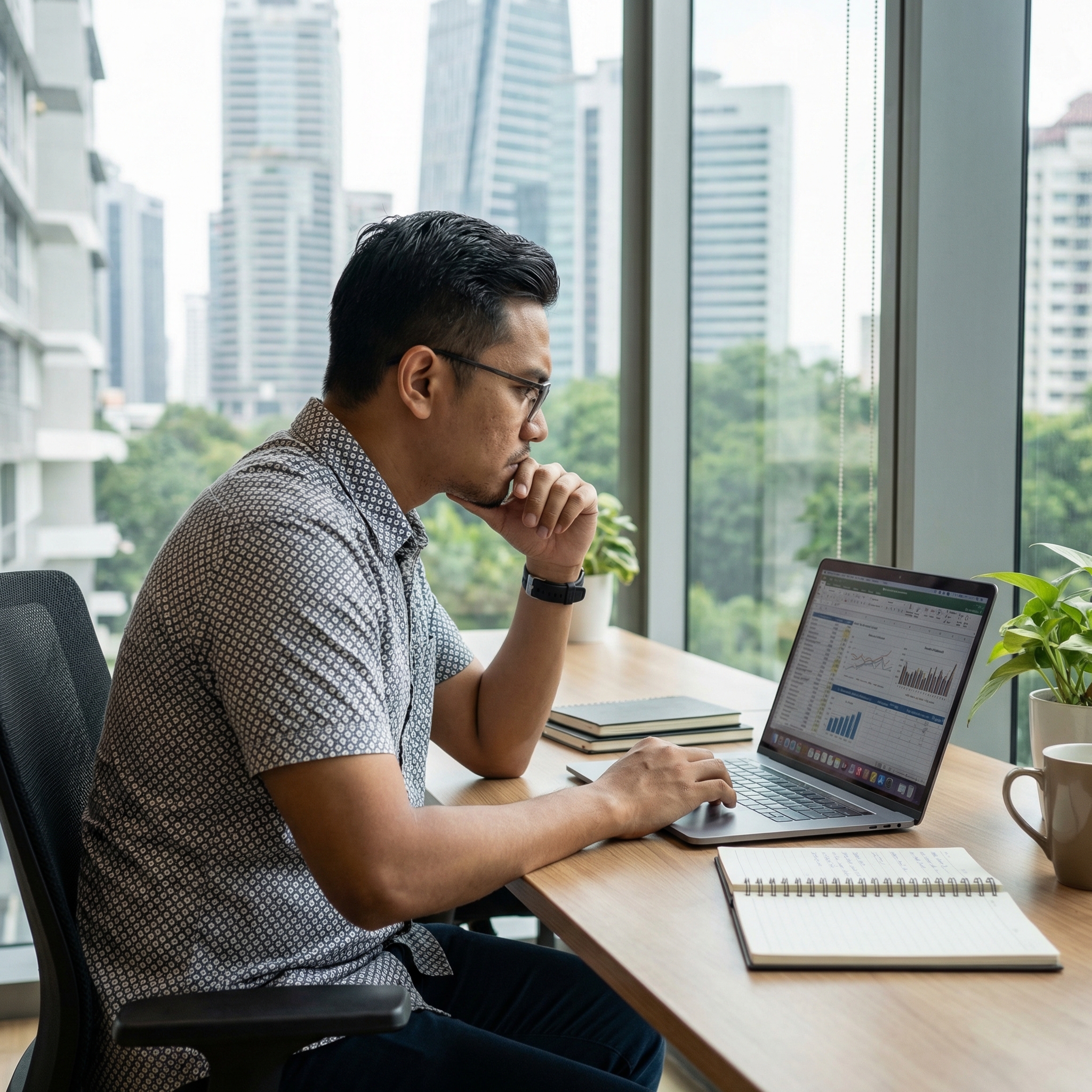 Professional working on data analysis